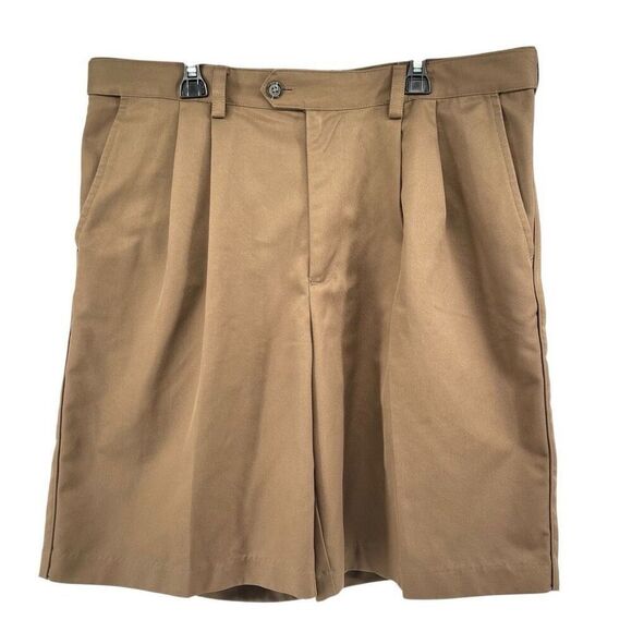 IZOD Golf Classix Men’s Brown Pleated Casual Chino Shorts Size 34, Classic Fit - Picture 1 of 13